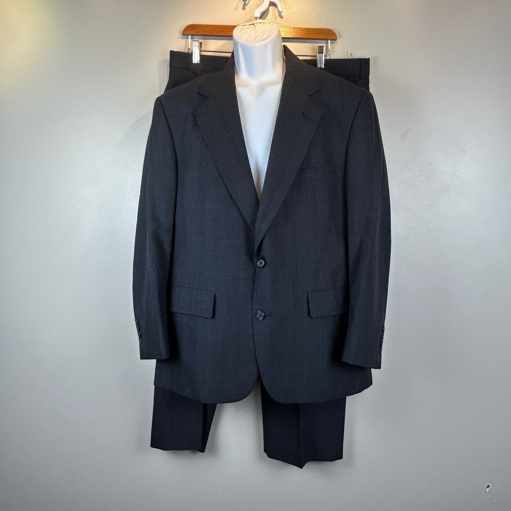 Vintage Palm Beach Union‎ Made in USA Gray Windowpane Two Piece Suit Mens
